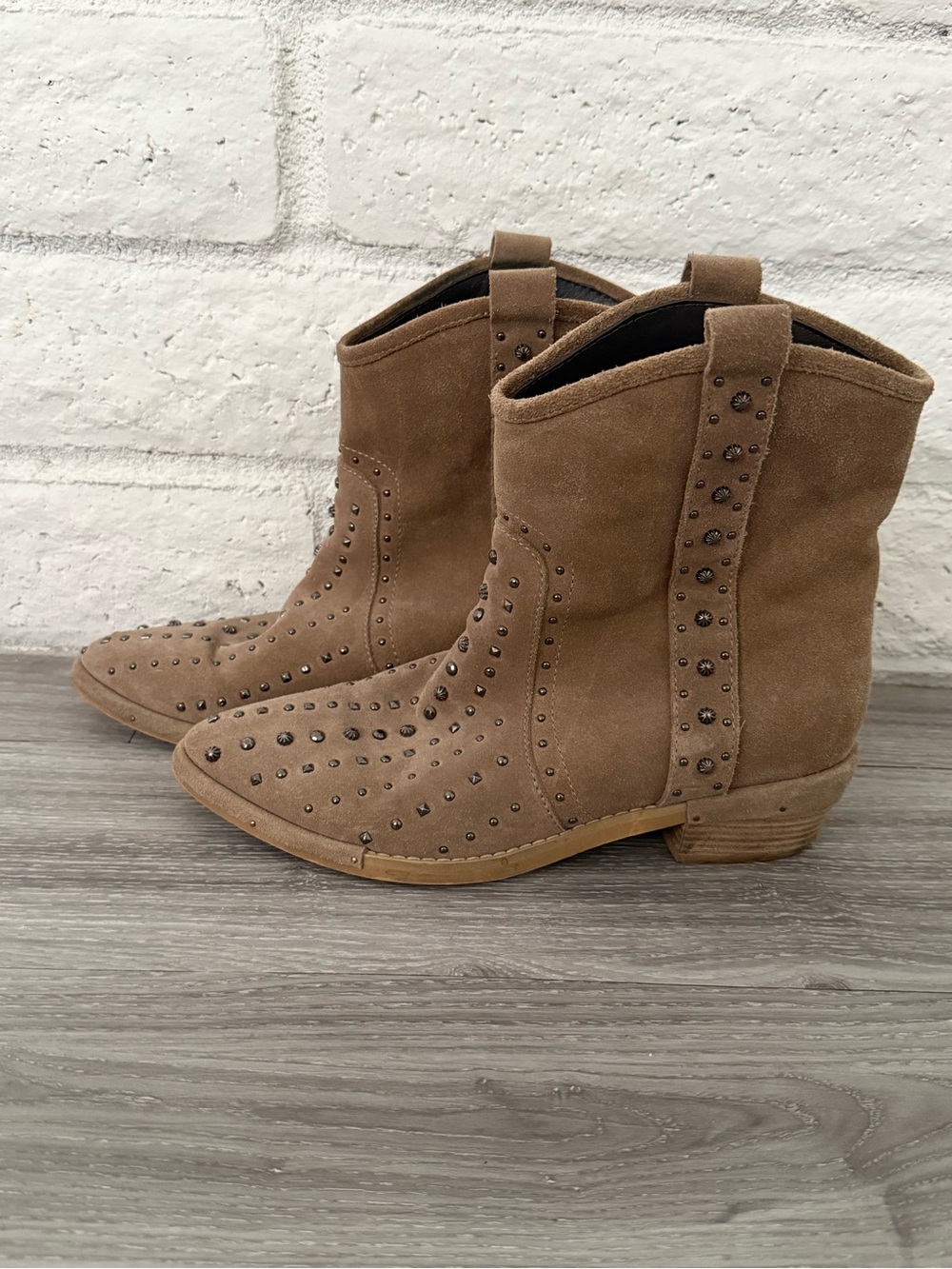 Vince Camuto Studded Suede ankle boots, western-style booties